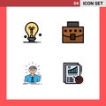 Pack of 4 Modern Filledline Flat Colors Signs and Symbols for Web Print Media such as bulb, doctor, user, office, business man