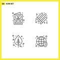 4 Creative Icons Modern Signs and Symbols of coffee, autumn, menu, night, leaf