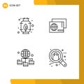 Set of 4 Vector Filledline Flat Colors on Grid for energy, technology, identity, shopping, browse