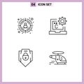 Modern Set of 4 Filledline Flat Colors and symbols such as seo, password, c, develop, web security