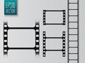 Set of vector film strip isolated on transparent background.