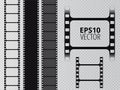 Set of vector film strip on transparent background. Royalty Free Stock Photo