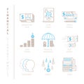 Set of vector financial icons and concepts in mono thin line style Royalty Free Stock Photo