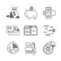 Set of vector financial icons in sketch style