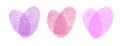 Set of Vector Fingerprint Logo Symbol of Love Romantic Valentine Pink Heart with Finger Prints