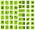 Set of vector fire symbols, emergency exit sign. Fire signs. Fire alarm sign Royalty Free Stock Photo