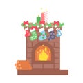 Set of vector fireplace icons.