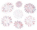 Set of vector firework design isolated on white background. Fourth of july independence day of the usa. USA flag color firework Royalty Free Stock Photo