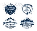 Set of vector fishing logo, badges and design elements