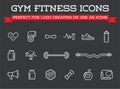 Set of Vector Fitness Aerobics Gym Elements and Fitness Icons Illustration