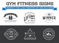 Set of Vector Fitness Aerobics Gym Elements and Logotype Signs Can be used as Logo