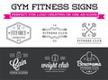 Set of Vector Fitness Aerobics Gym Elements and Logotype Signs