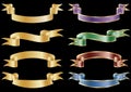 Set of vector flag scroll ribbon banners. Royalty Free Stock Photo