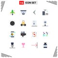 Set of 16 Modern UI Icons Symbols Signs for barbell, electric, arrow, spa, relax