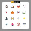 Set of 16 Modern UI Icons Symbols Signs for fruit, berry, heart, samples, test Royalty Free Stock Photo