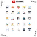 25 User Interface Flat Color Pack of modern Signs and Symbols of half, fried, analysis, food, corn