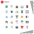 Set of 25 Vector Flat Colors on Grid for smartphone, mobile, drum, science, degree