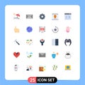 Set of 25 Vector Flat Colors on Grid for system, content, setting, holidays, halloween