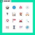 Set of 16 Vector Flat Colors on Grid for ui, power, flower, clock, cinema