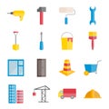 Set of vector flat construction and building icons