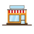 Set of vector flat design restaurants and shops facade icons.Includes shop,newspaper,coffee shop,ice cream shop, flower shop,