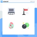 Universal Icon Symbols Group of 4 Modern Flat Icons of data, easter, web, cold, heart