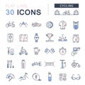 Set Vector Flat Line Icons Cycling