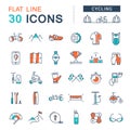 Set Vector Flat Line Icons Cycling