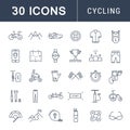 Set Vector Flat Line Icons Cycling