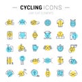 Set Vector Flat Line Icons Cycling