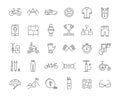 Set Vector Flat Line Icons Cycling