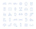 Set Vector Flat Line Icons Cycling