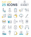 Set Vector Flat Line Icons Diabet