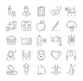 Set Vector Flat Line Icons Diabet