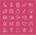 Set Vector Flat Line Icons Diabet Royalty Free Stock Photo