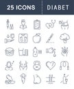 Set Vector Flat Line Icons Diabet Royalty Free Stock Photo