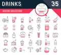 Set Vector Flat Line Icons Drinks and Alcohol Royalty Free Stock Photo