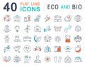 Set Vector Flat Line Icons Eco and Bio Royalty Free Stock Photo