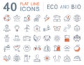 Set Vector Flat Line Icons Eco and Bio Royalty Free Stock Photo