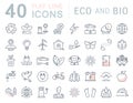 Set Vector Flat Line Icons Eco and Bio Royalty Free Stock Photo