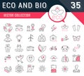 Set Vector Flat Line Icons Eco and Bio Royalty Free Stock Photo