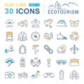 Set Vector Flat Line Icons Ecotourism