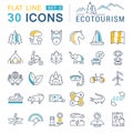 Set Vector Flat Line Icons Ecotourism