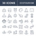 Set Vector Flat Line Icons Ecotourism