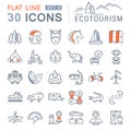 Set Vector Flat Line Icons Ecotourism