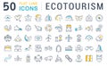 Set Vector Flat Line Icons Ecotourism