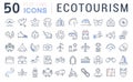 Set Vector Flat Line Icons Ecotourism