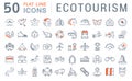 Set Vector Flat Line Icons Ecotourism