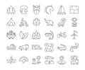 Set Vector Flat Line Icons Ecotourism