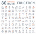 Set Vector Flat Line Icons Education